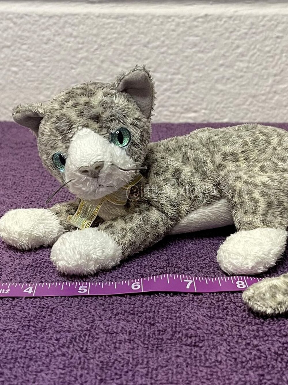 Ty Beanie Baby Purr Cat Plush 2000 Gray White Tabby Kitty Vintage ESSA 04346 Wow